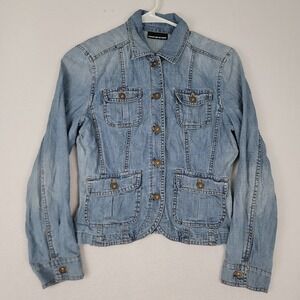 DKNY Jeans Vintage Denim Jacket Womens Small Y2K Light Wash Button Front
